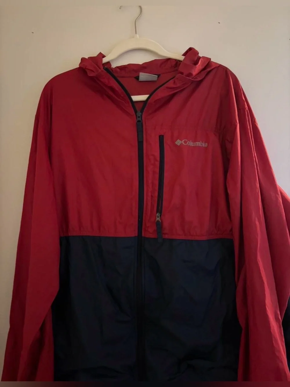 Columbia sportswear red and navy blue windbreaker